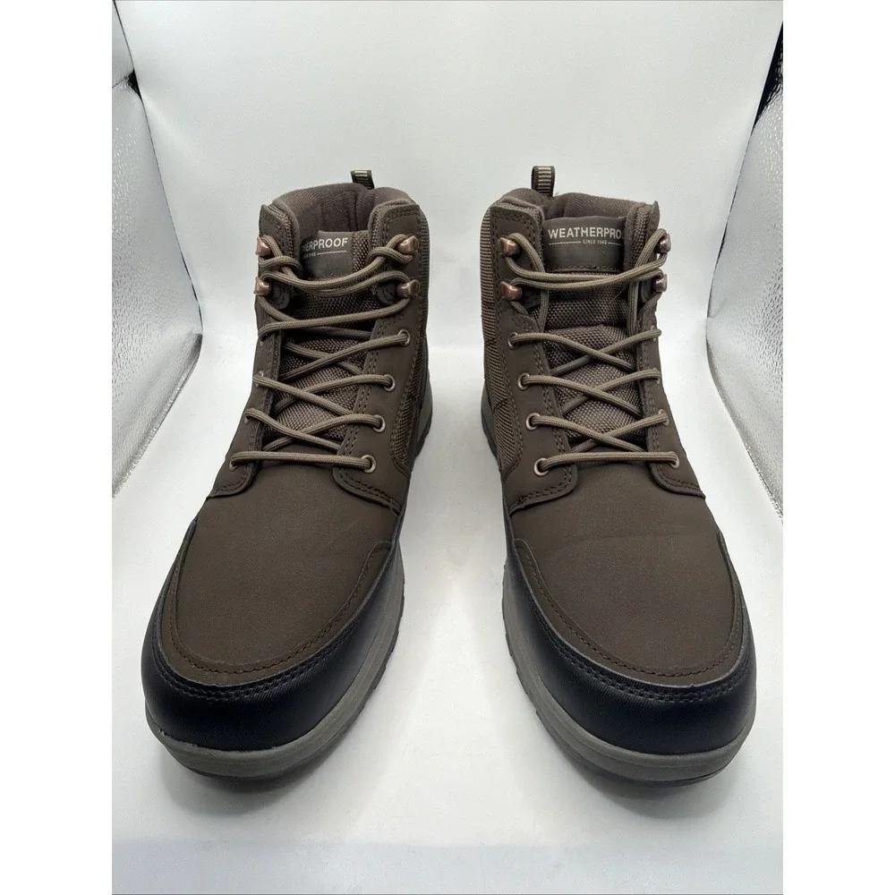 Weatherproof Jenkins Snow Boots Men's Brown Lace Up Lightweight Comfort Size 8.